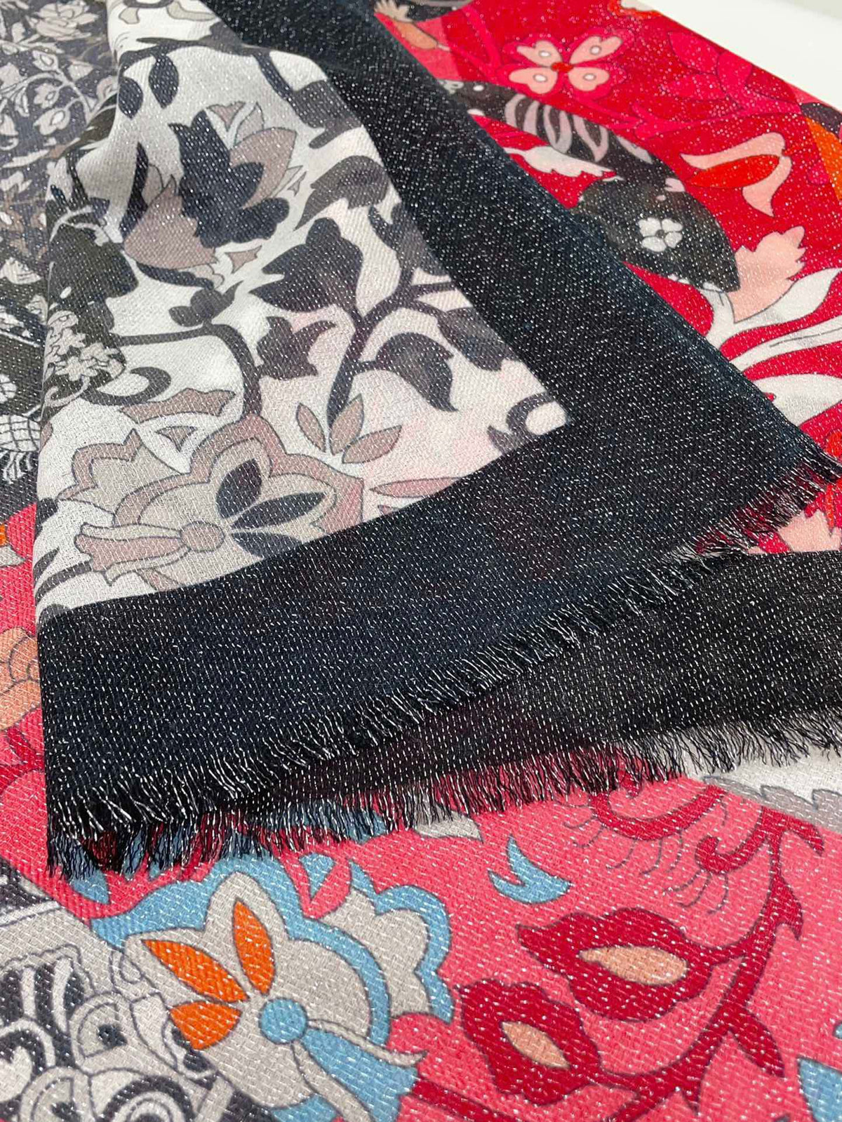 Scarf 200 CM In Black Colorful Cashmere 381147