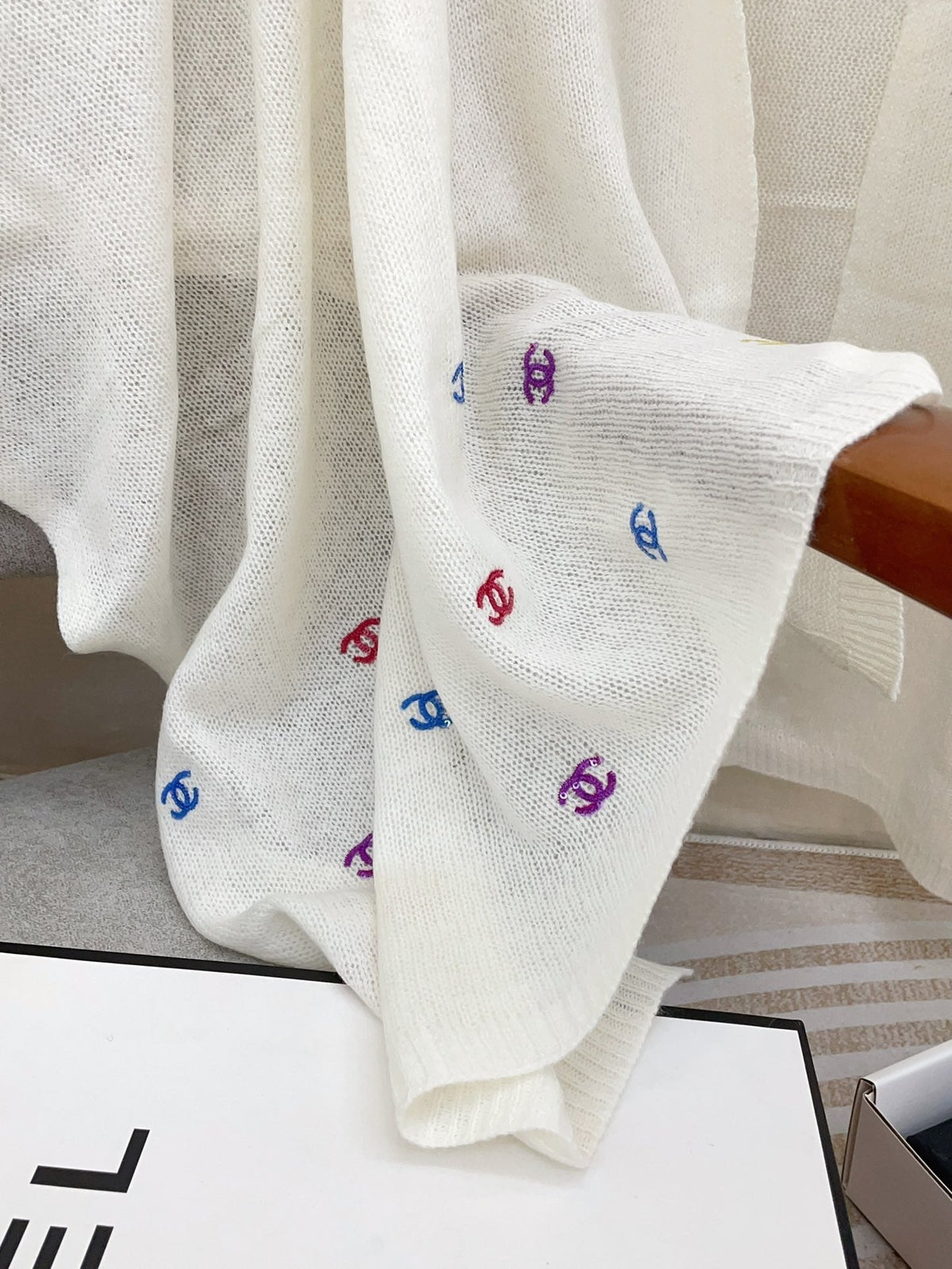CC Scarf 190 CM In White Colorful Cashmere 418221
