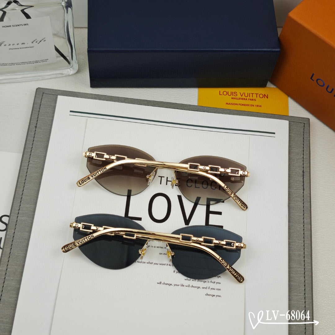 CHAIN CAT EYE SUNGLASSES 68064 IN METAL