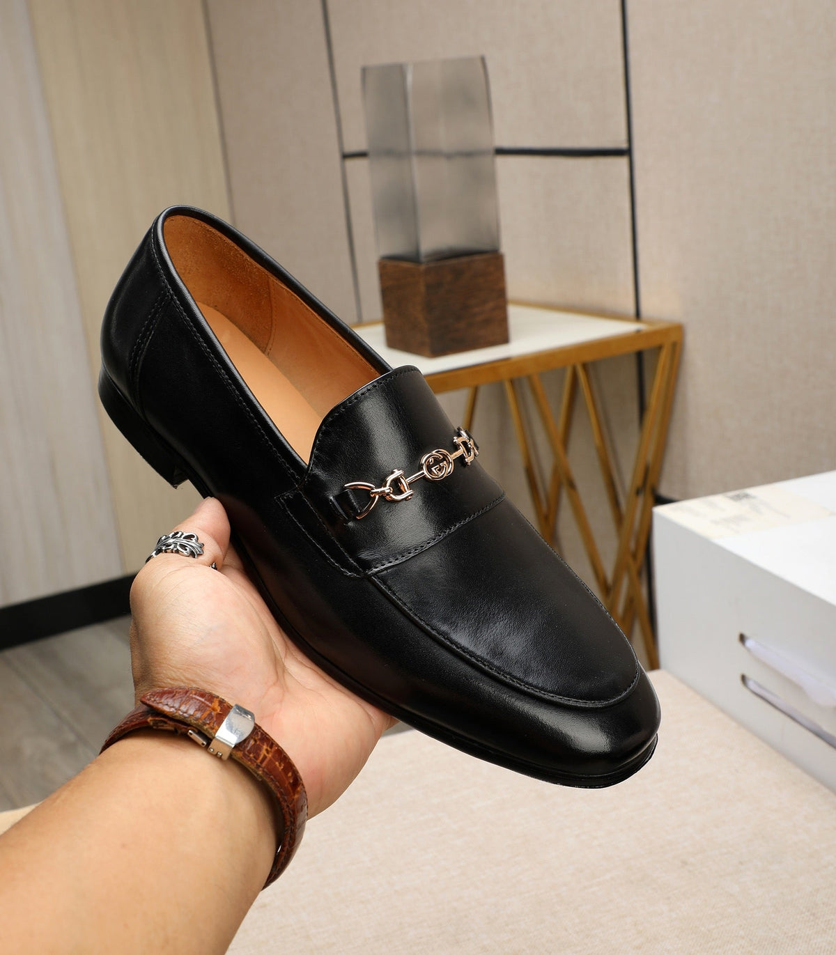 GG Men's Loafer Black Cowhide 526009