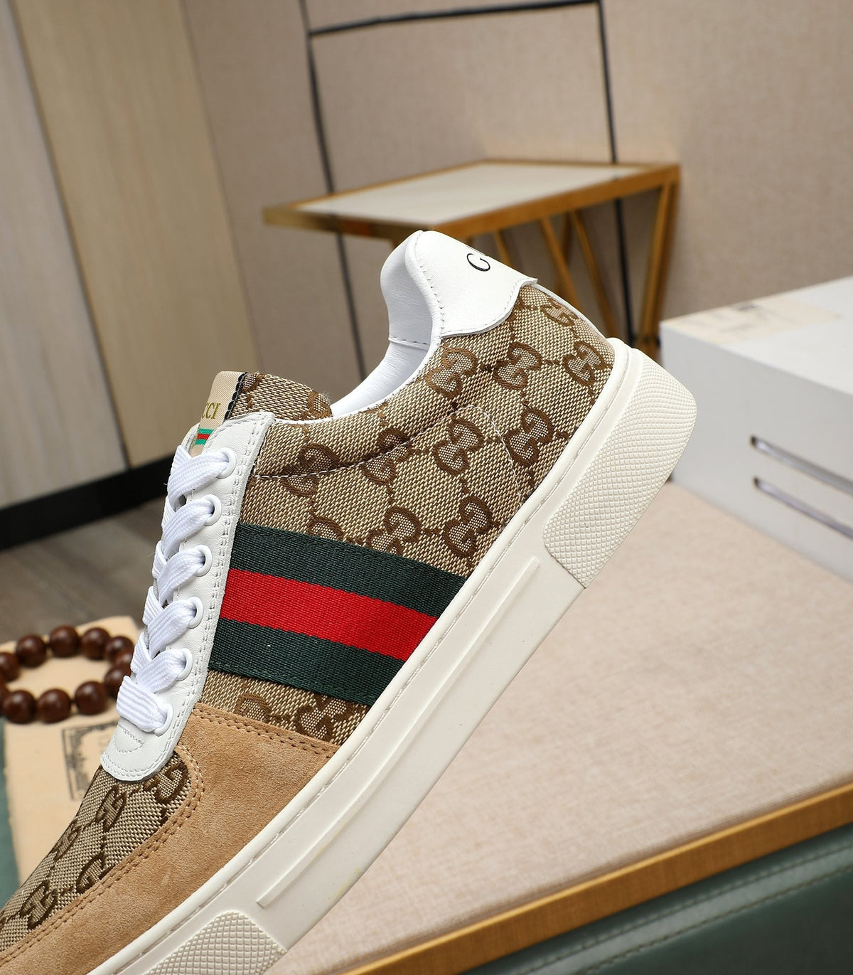 GG Men's Sneaker Brown Suede Canvas 487993