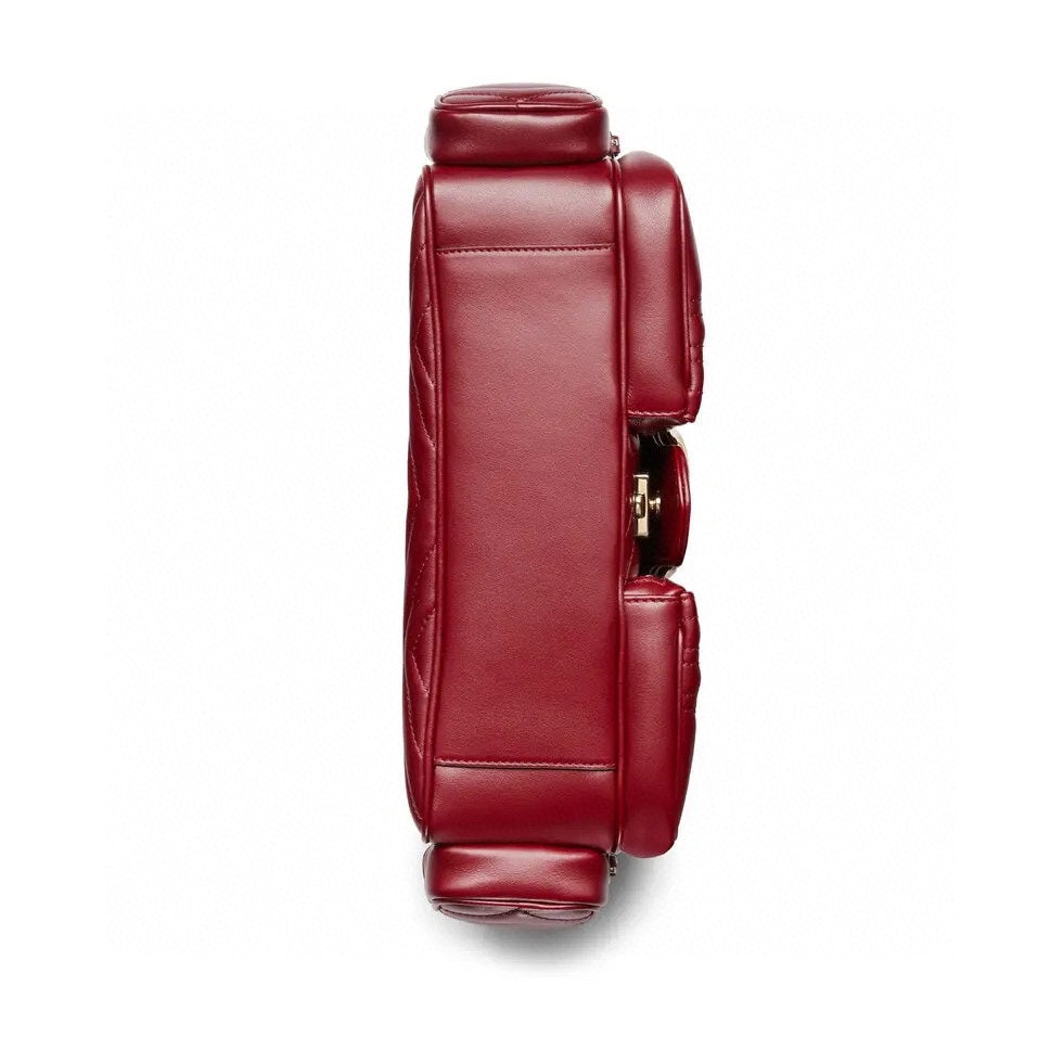MARMONT SMALL MULTI-POCKET BAG 25 IN CURRANT RED CALFSKIN GOLD HARDWARE