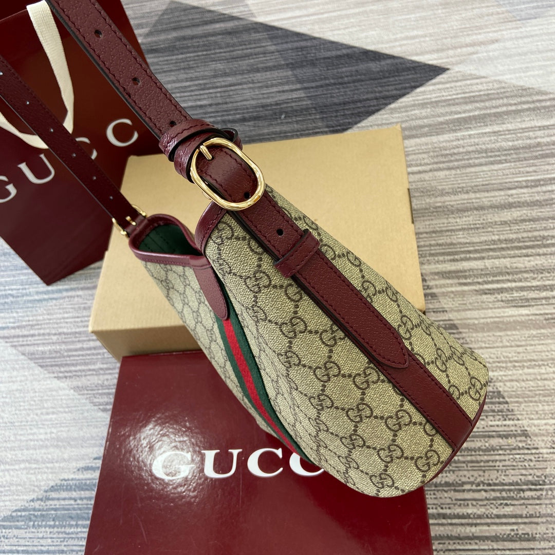 Gucci Ophidia 23cm Bag Beige Anchor red Canvas Leather