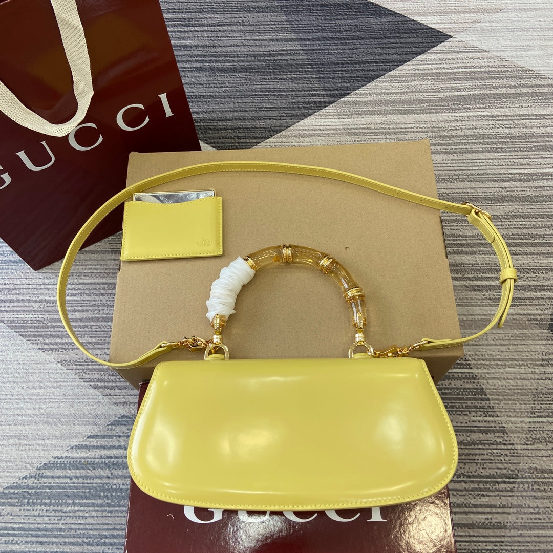Gucci Bamboo Diva Bag Yellow Leather 339653