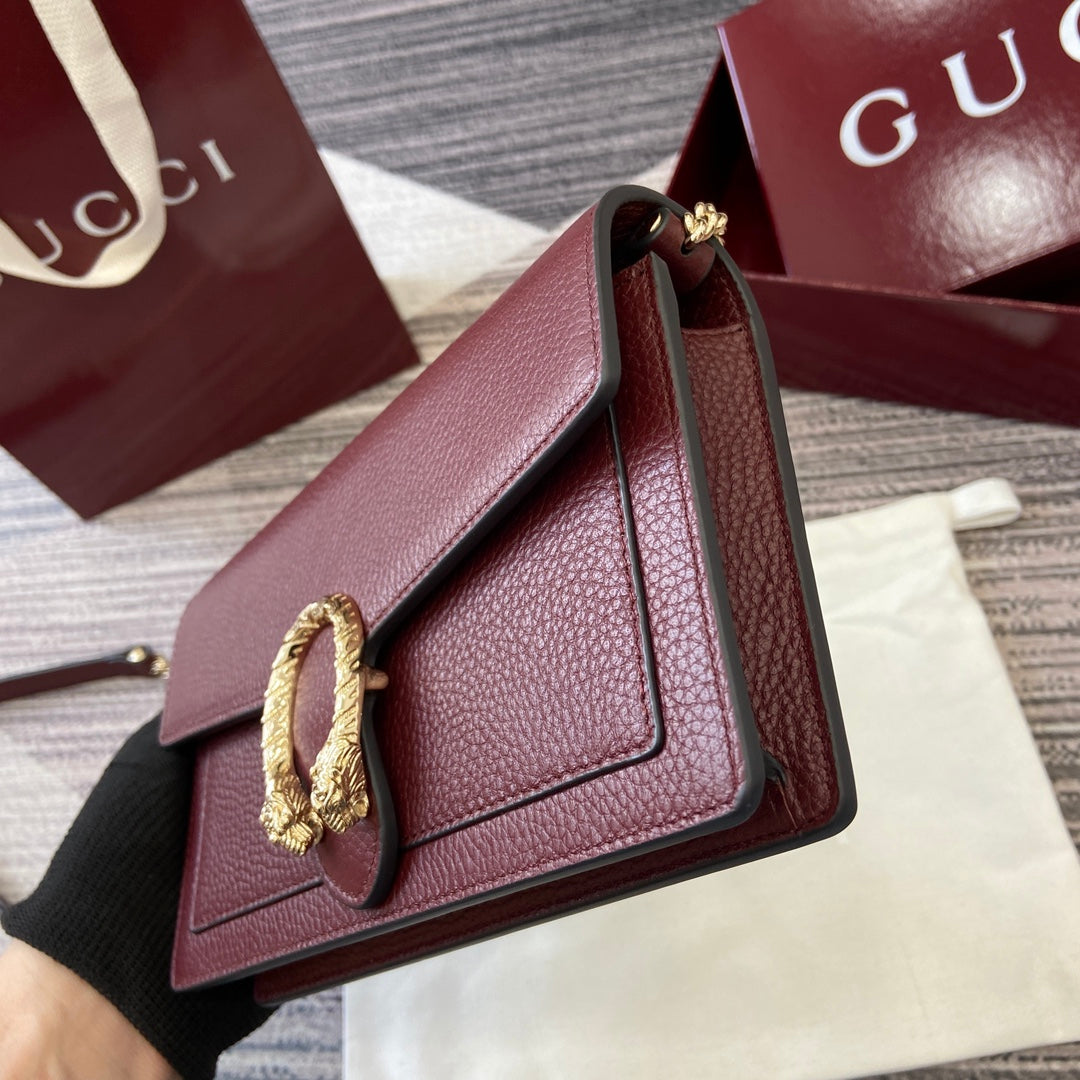 GG Dionysus Chain bag 20cm Anchora red Grained Leather 339612