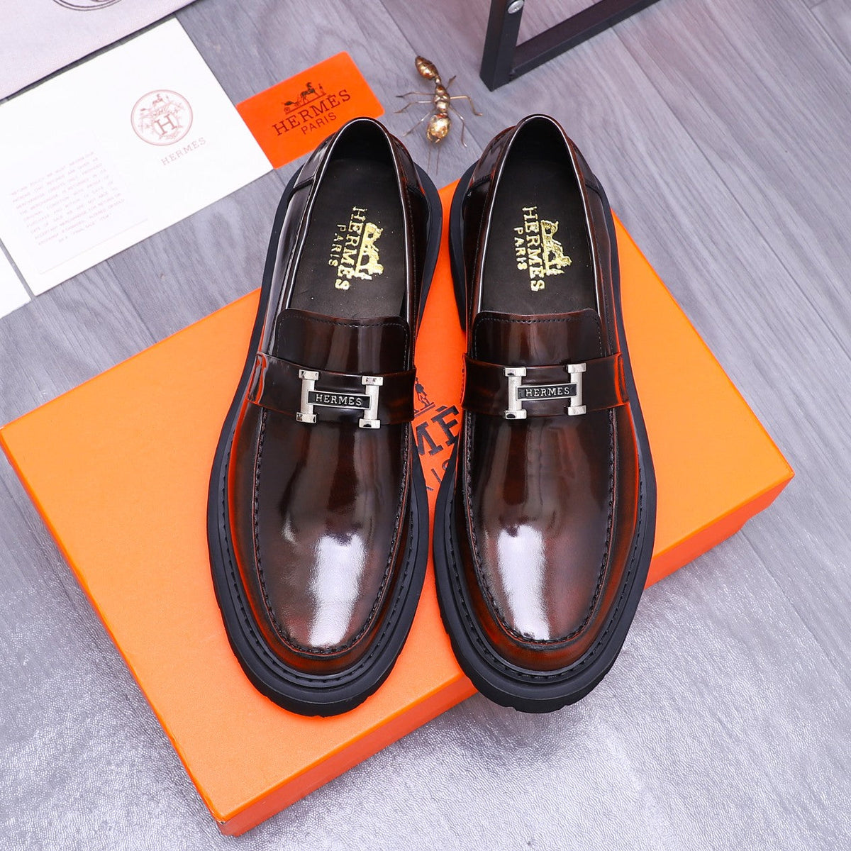 HM GREGOIRE LOAFER GLOSSY WINE CALFSKIN