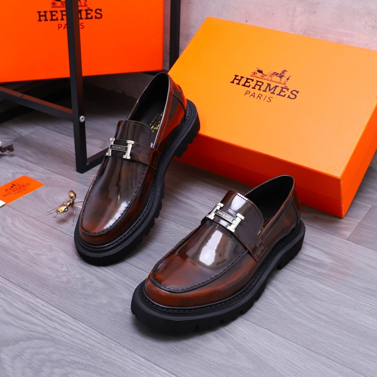 HM GREGOIRE LOAFER GLOSSY WINE CALFSKIN