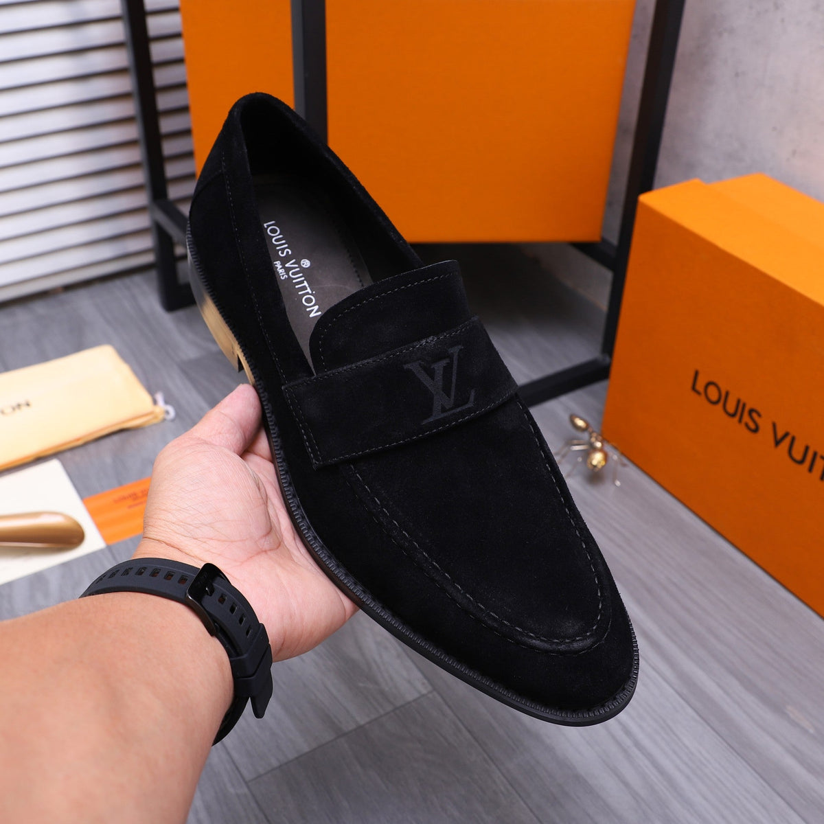 LV LOAFERS IN BLACK SUEDE CALFSKIN