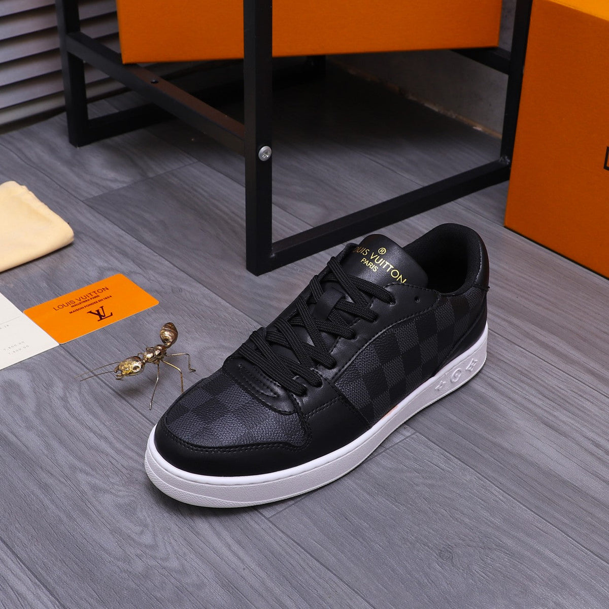 LV TRAINER SHOES IN BLACK DAMIER CALFSKIN