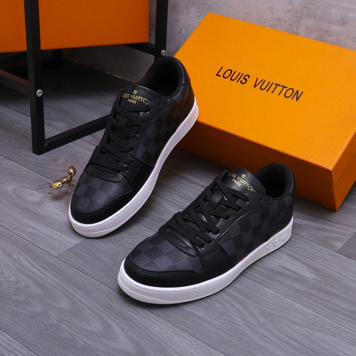 LV TRAINER SHOES IN BLACK DAMIER CALFSKIN