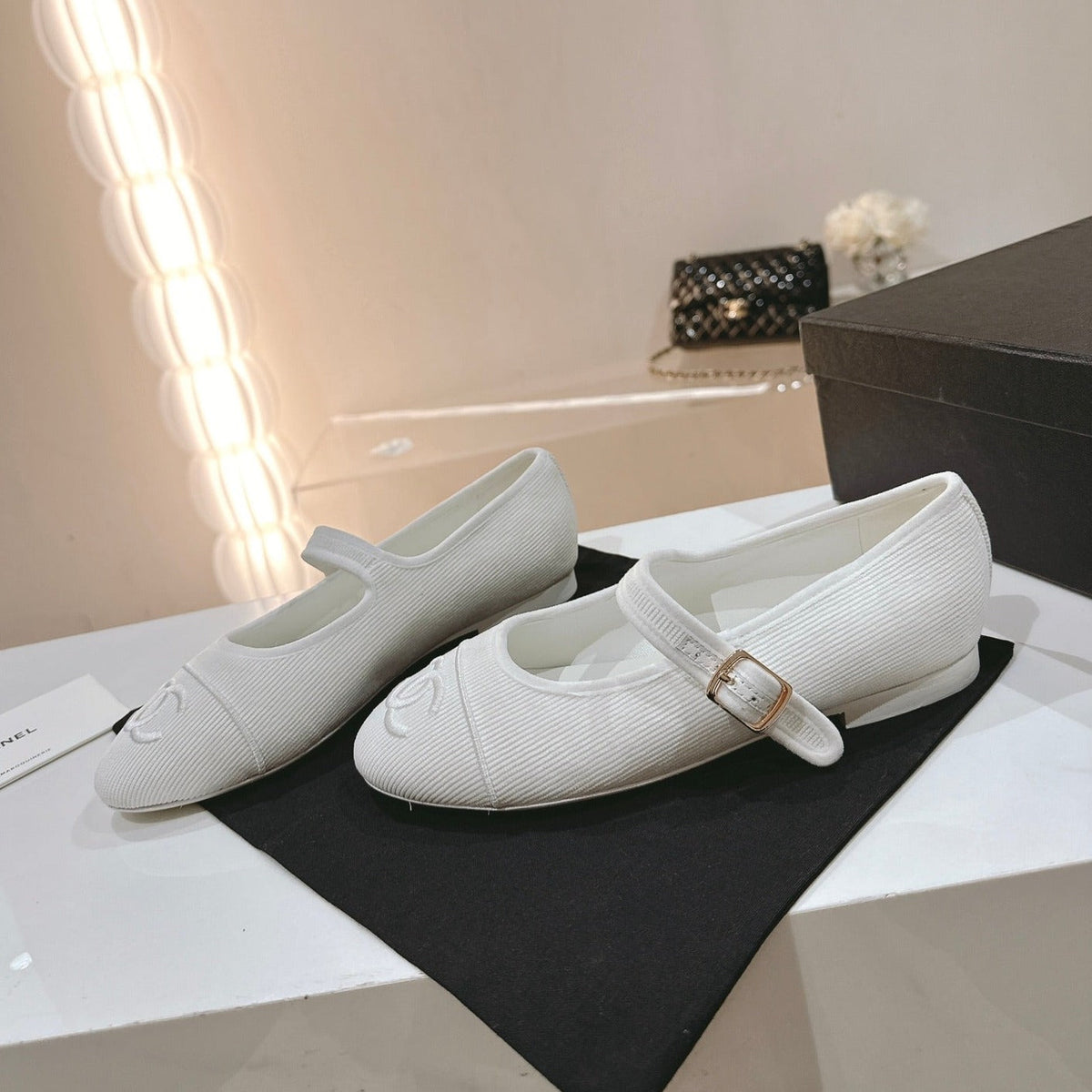 mary jane flat white corduroy