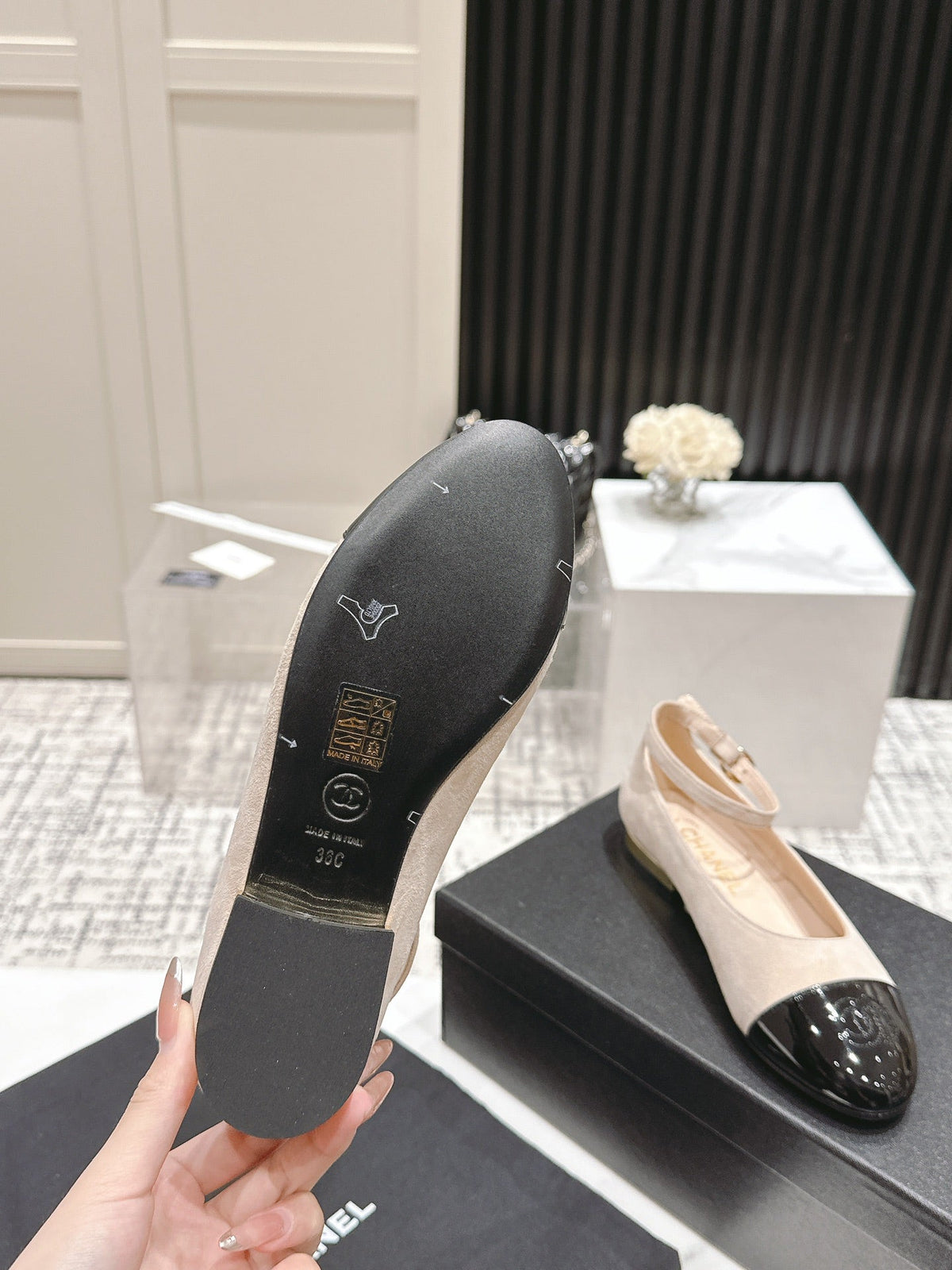 CC Mary Jane Milky Beige Suede And Cowhide