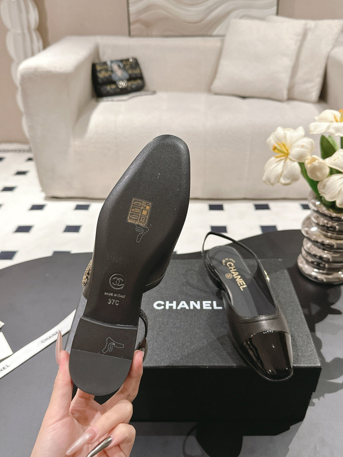 CC Slingback Black Leather 237500