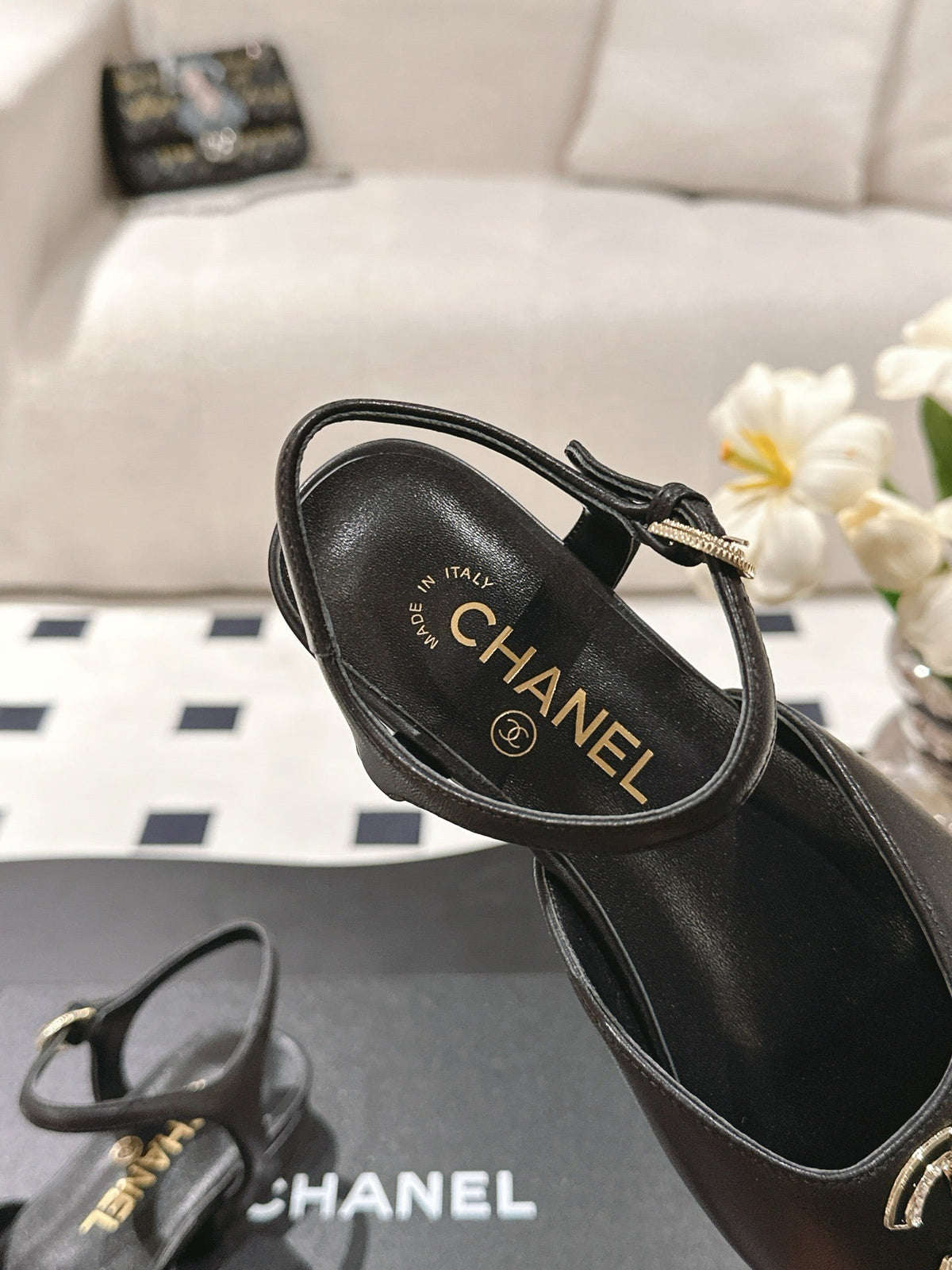 CC Slingback Black Sheepskin 237515