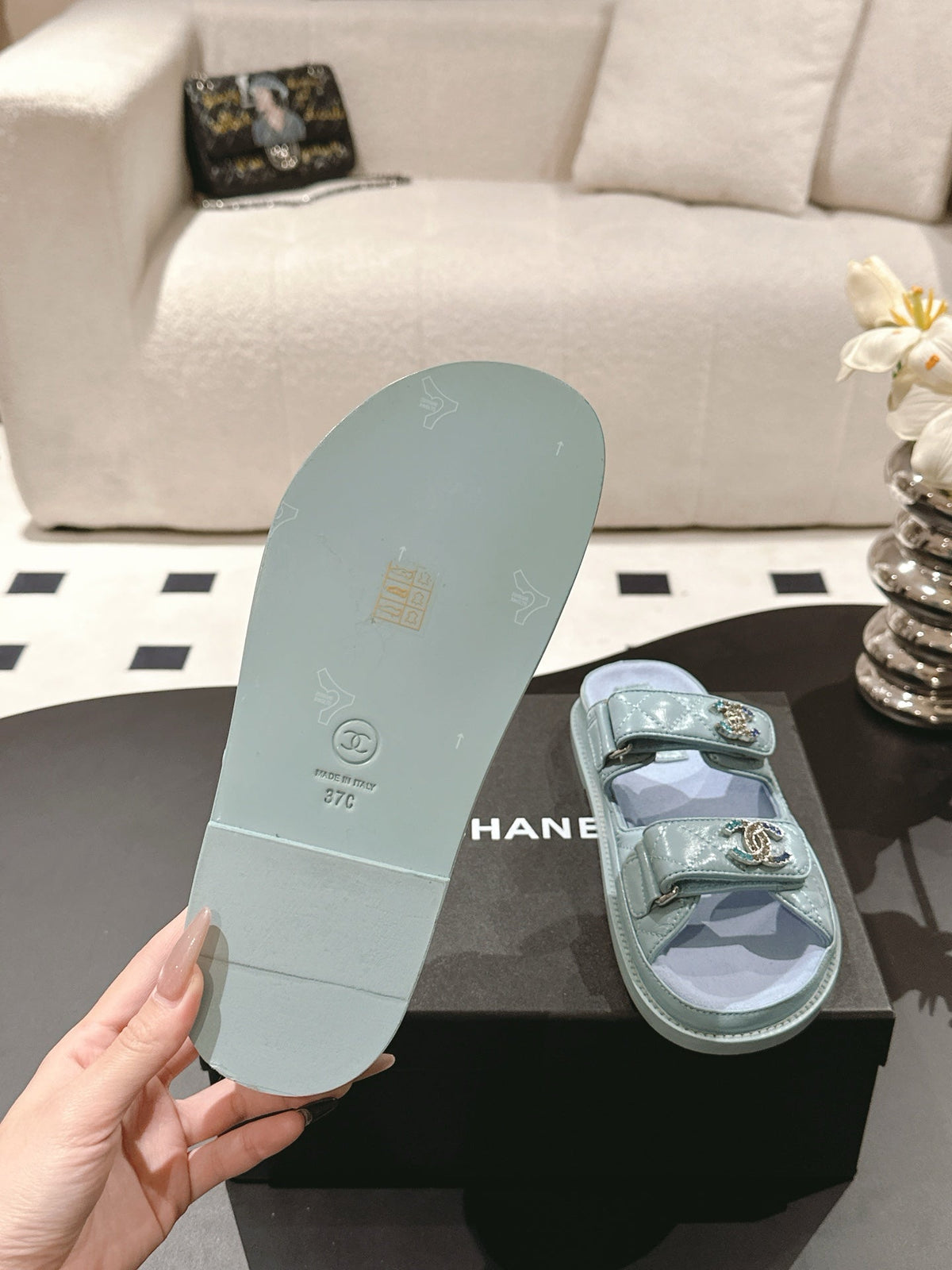 CC 25 Dad Sandal Mule Baby Blue Patent Leather 237572