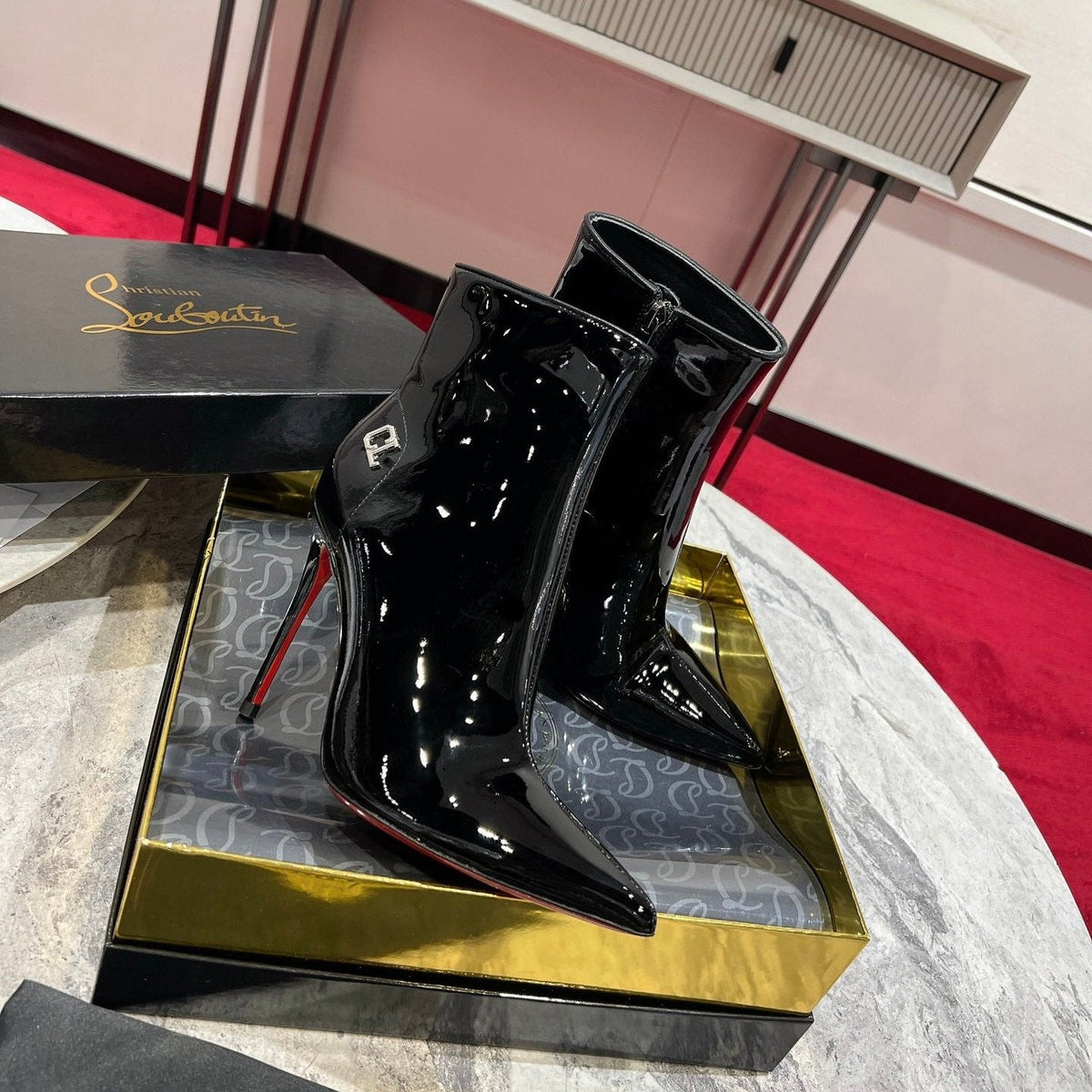 CL Sporty Kate Ankle Boots 85mm Patent Leather Black