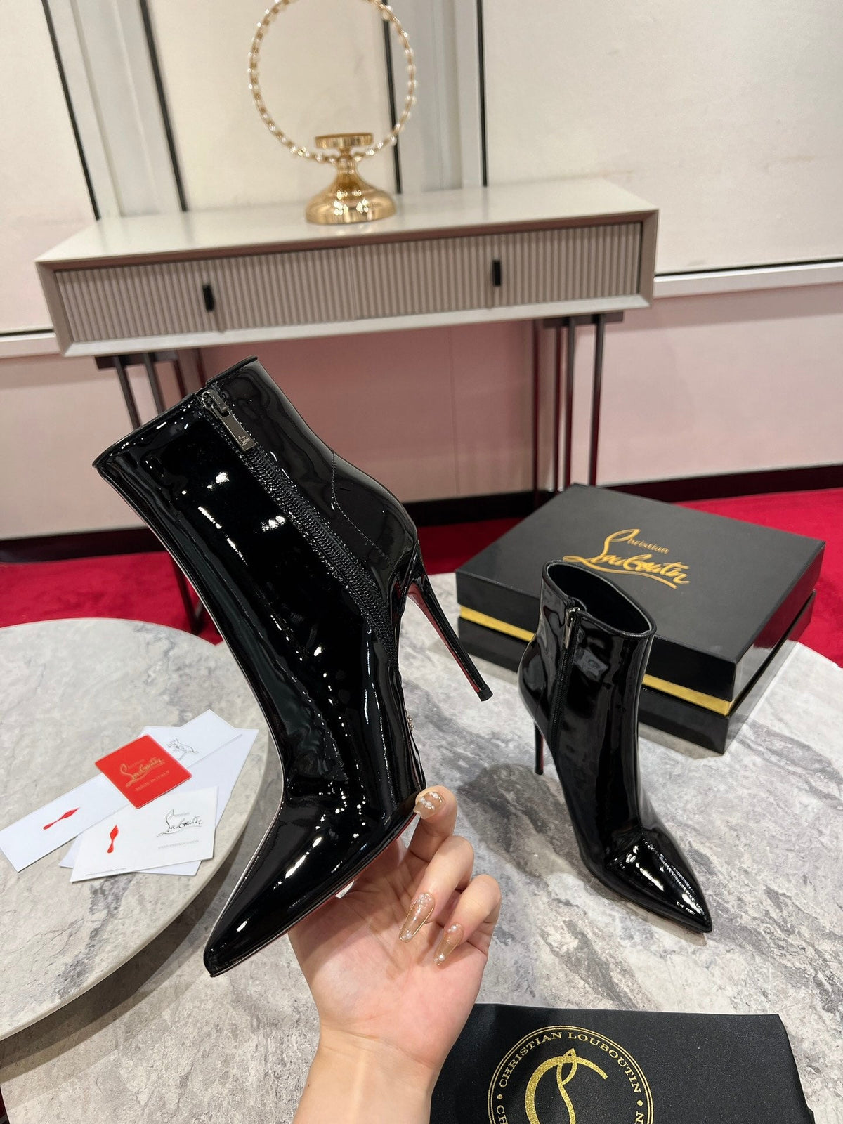 CL Sporty Kate Ankle Boots 85mm Patent Leather Black