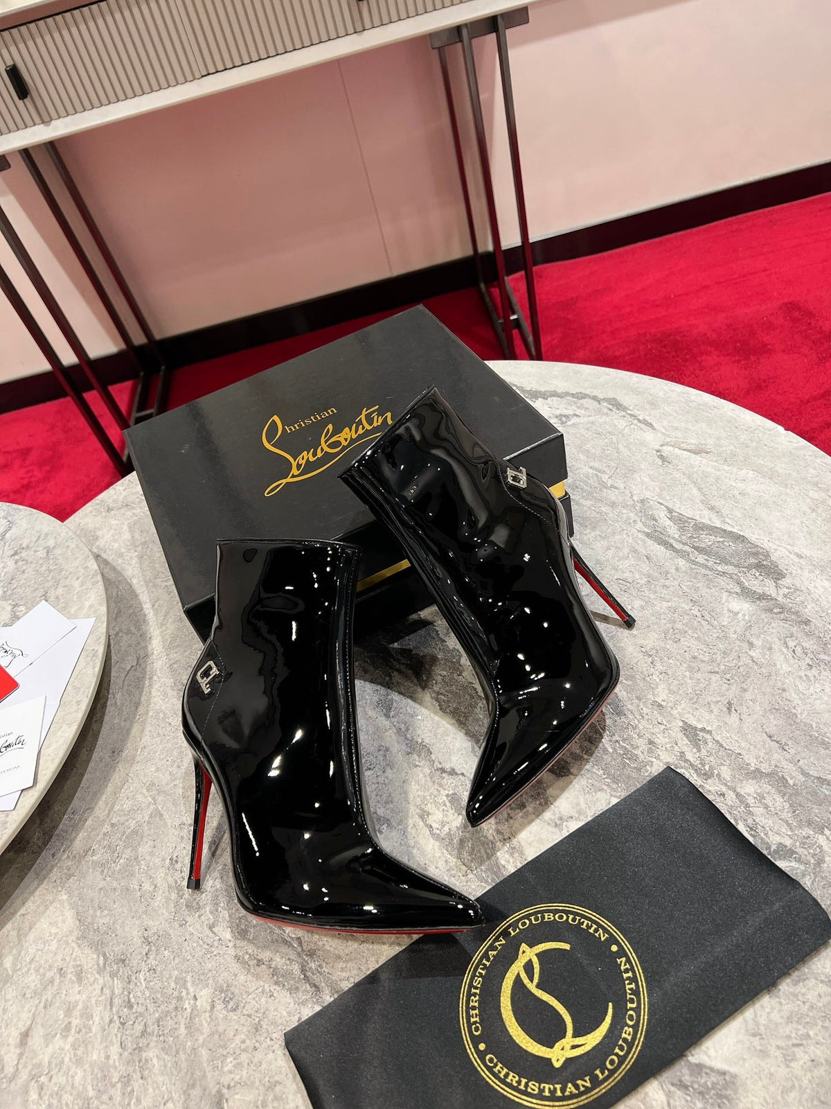 CL Sporty Kate Ankle Boots 85mm Patent Leather Black