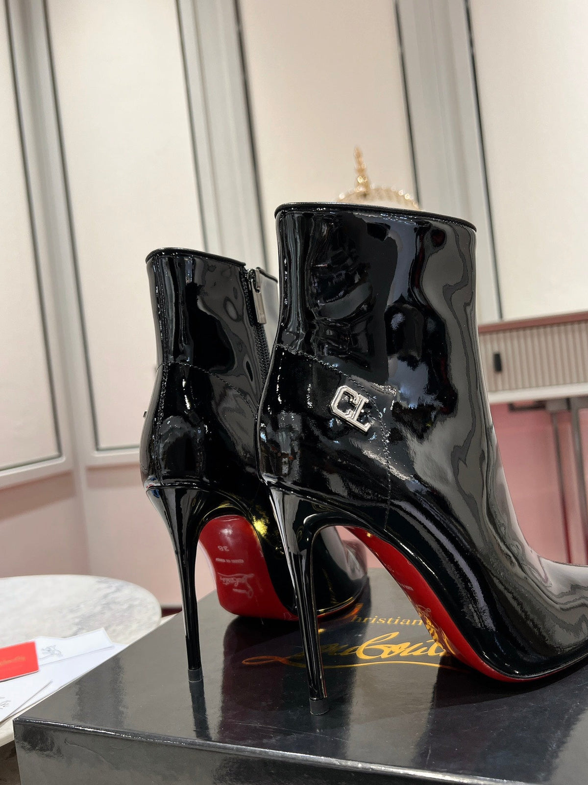 CL Sporty Kate Ankle Boots 85mm Patent Leather Black