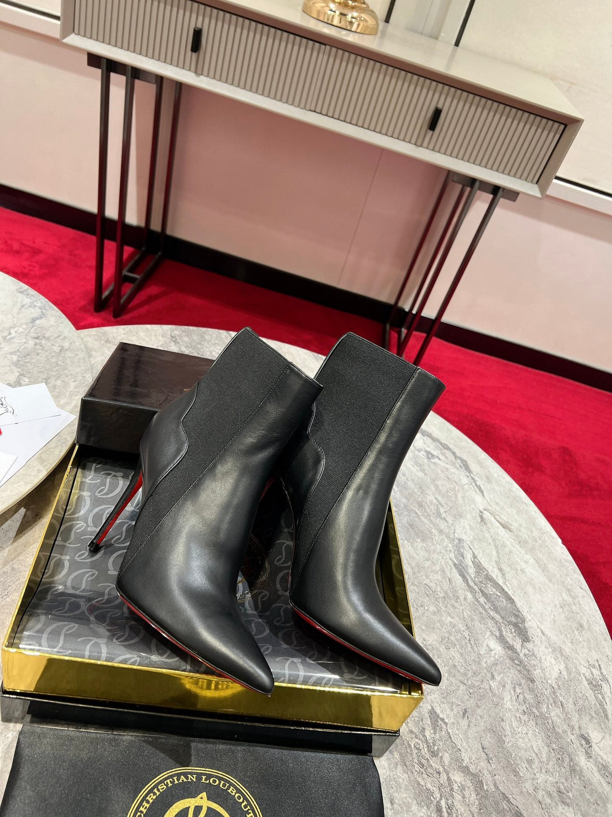 CL Chelsea Chick Ankle Boots 100mm Leather Black