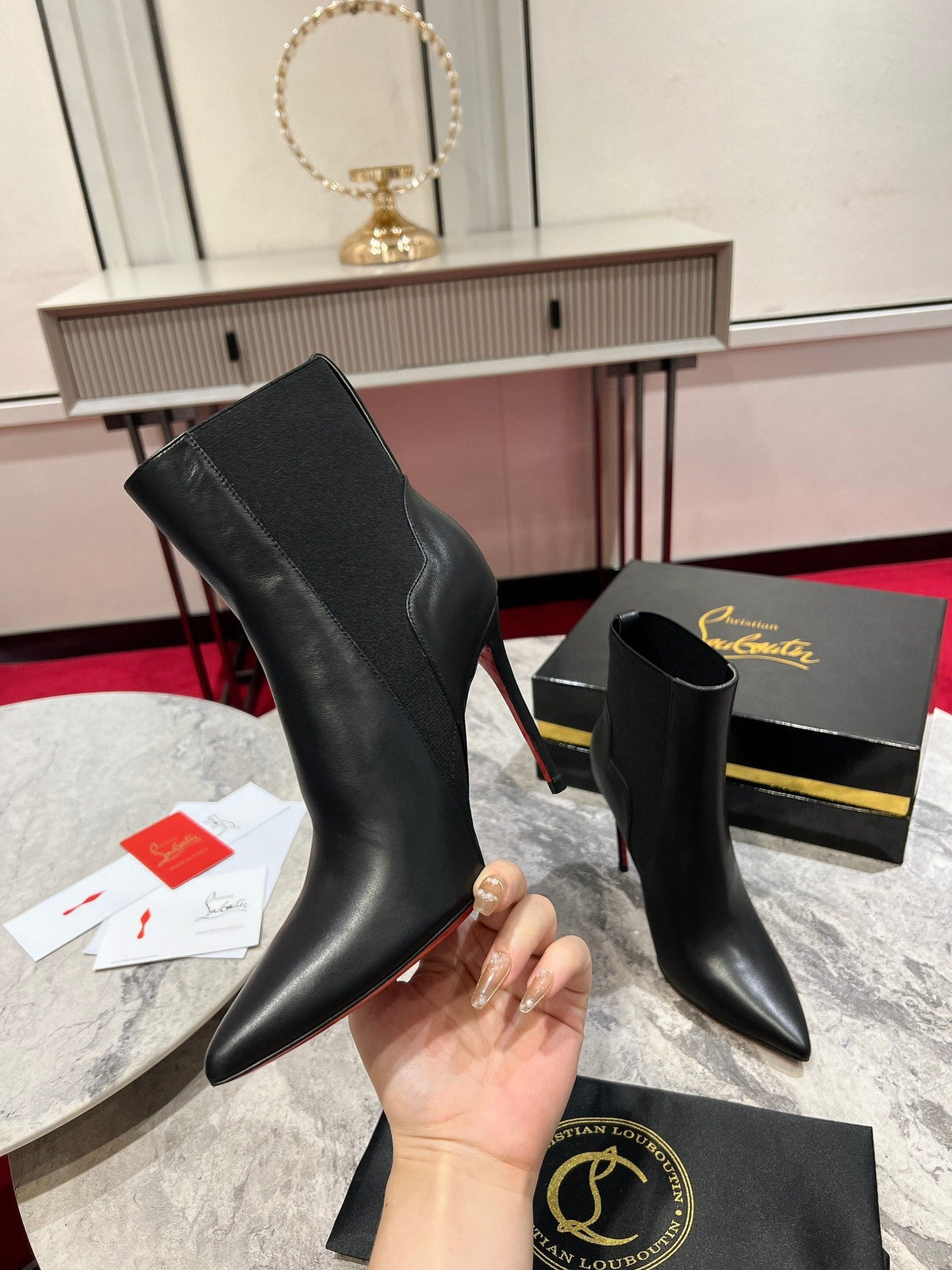 CL Chelsea Chick Ankle Boots 100mm Leather Black
