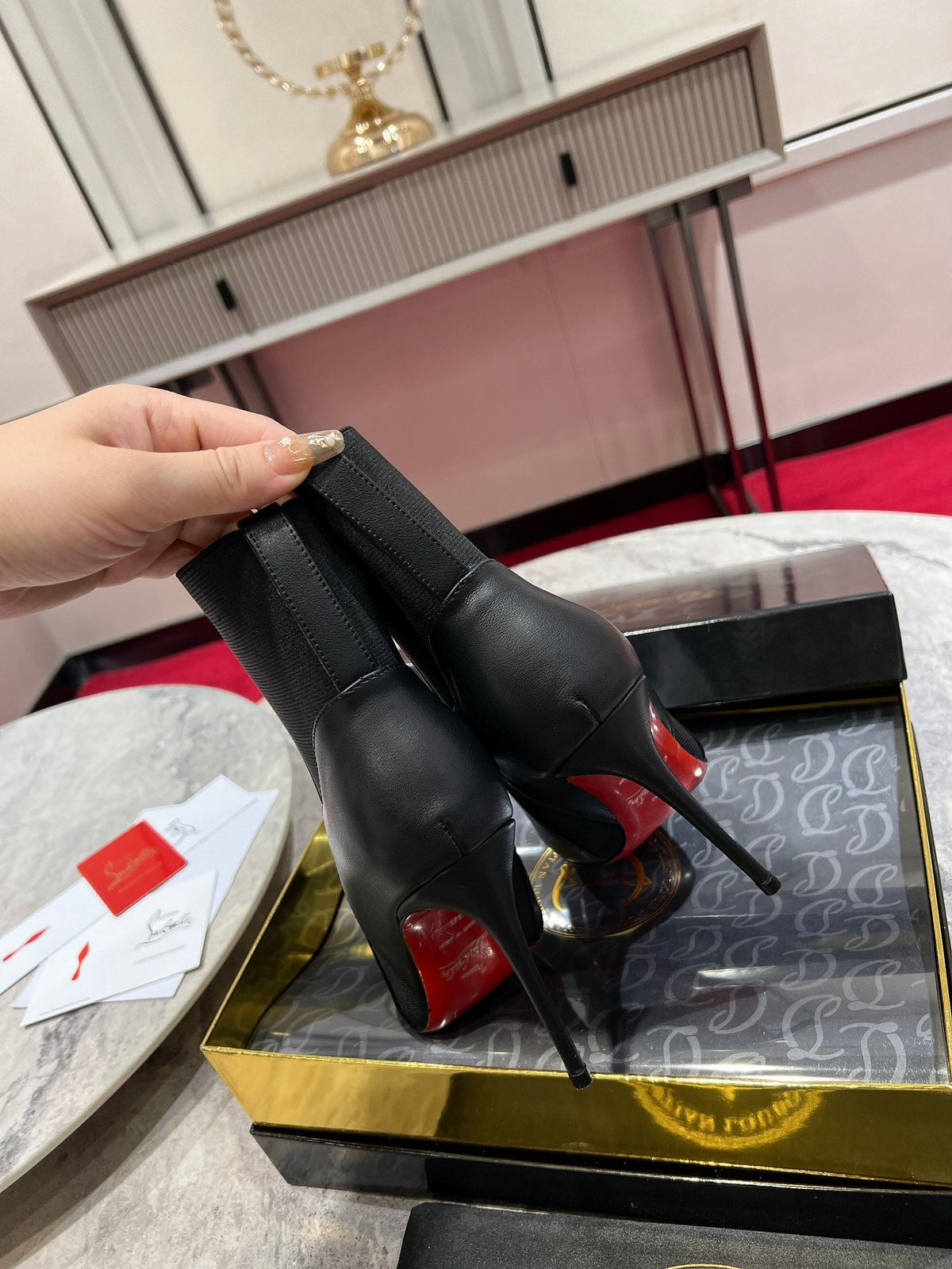 CL Chelsea Chick Ankle Boots 100mm Leather Black