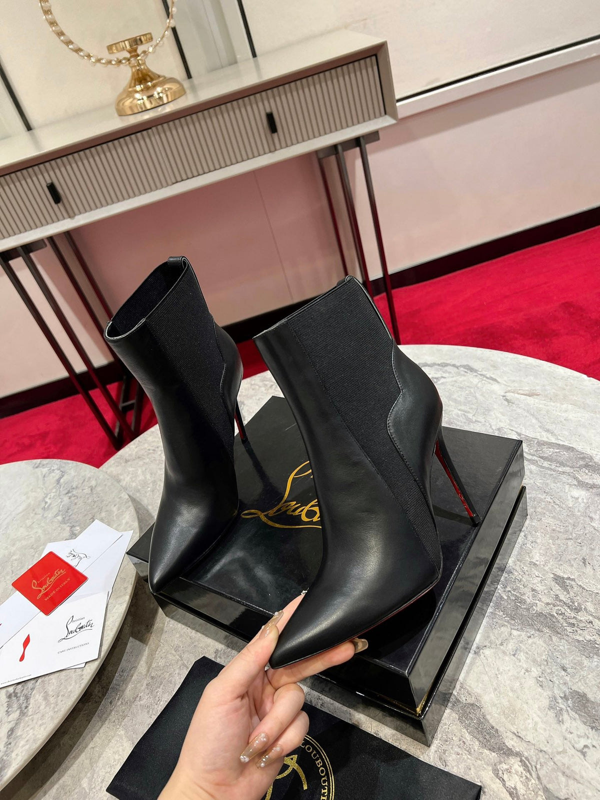 CL Chelsea Chick Ankle Boots 100mm Leather Black