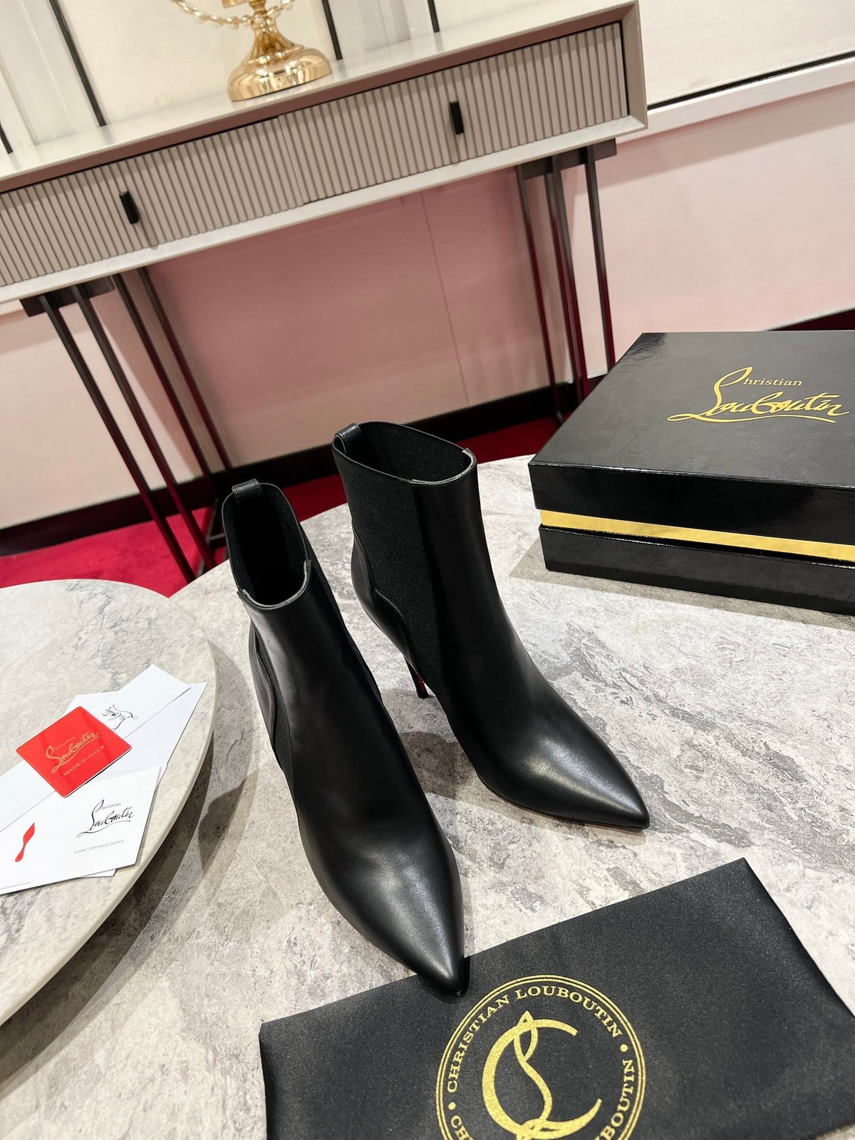 CL Chelsea Chick Ankle Boots 100mm Leather Black