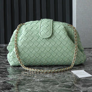 BV Green 31.5cm Intrecciato Leather Clutch 242996