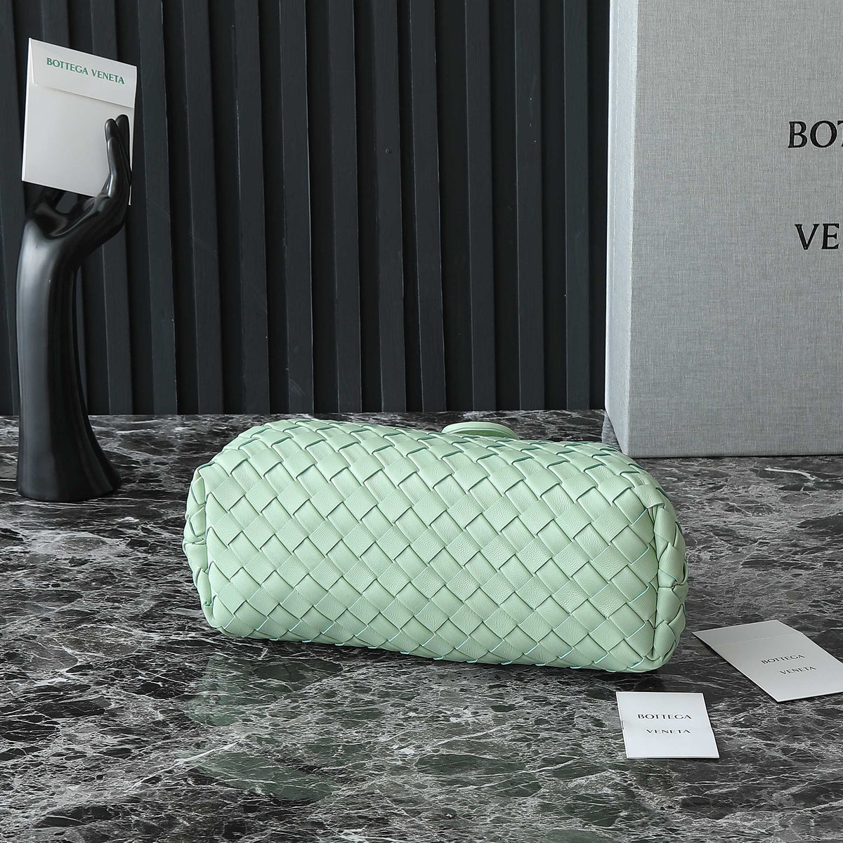 BV Green 31.5cm Intrecciato Leather Clutch 242996