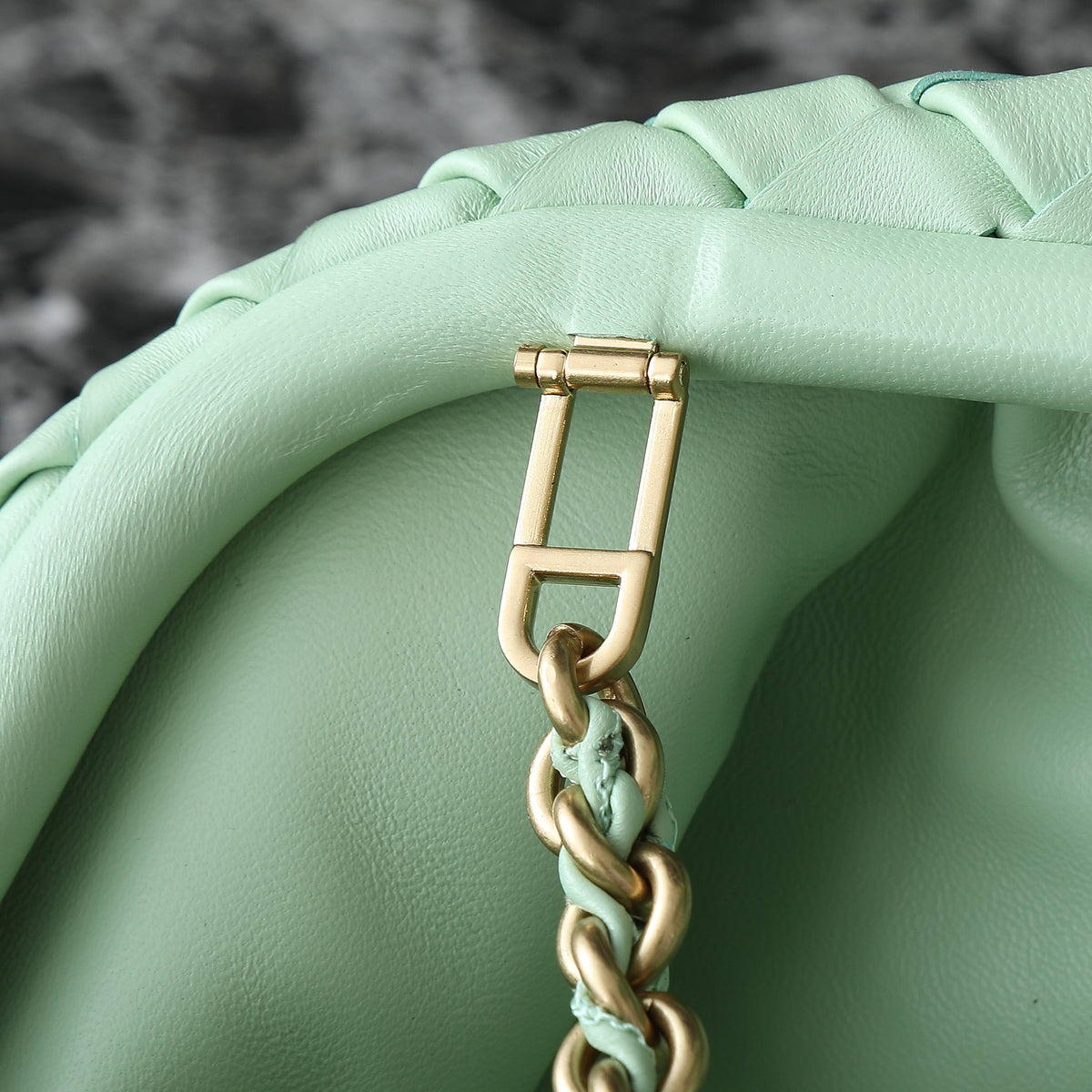BV Green 31.5cm Intrecciato Leather Clutch 242996