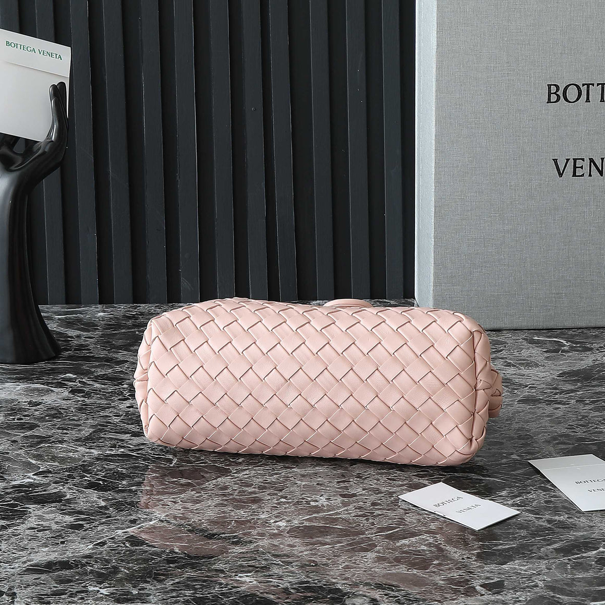 BV Pink 31.5cm Intrecciato Leather Clutch 242998