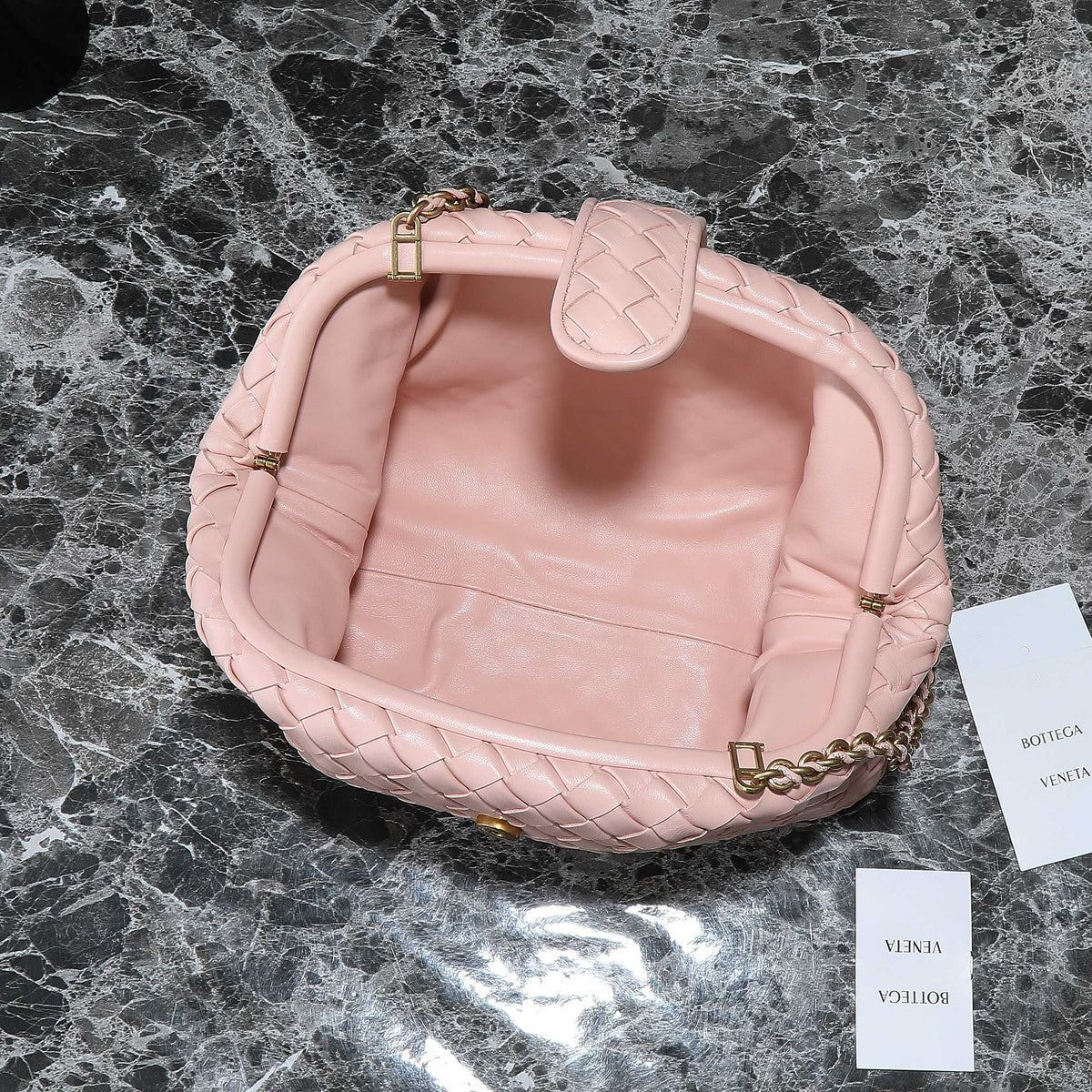 BV Pink 31.5cm Intrecciato Leather Clutch 242998