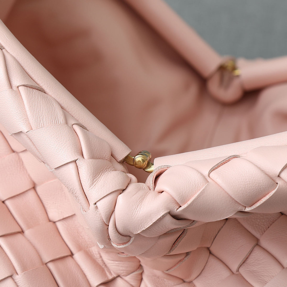 BV Pink 31.5cm Intrecciato Leather Clutch 242998