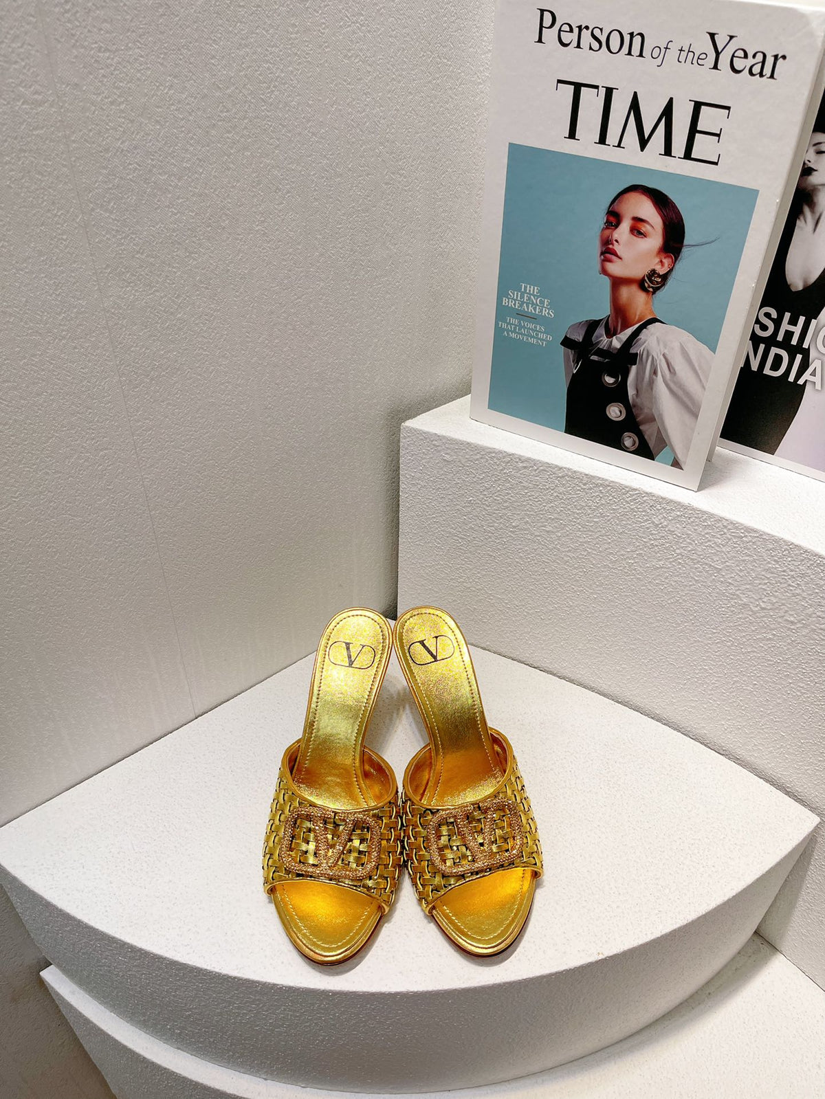 VT High Heeled Sandals Gold Sheepskin 292795