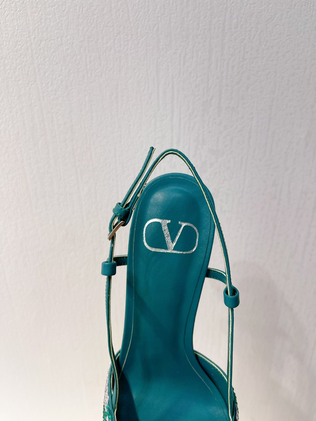 VT High Heeled Slingbacks  Emerald Green Sheepskin 292829