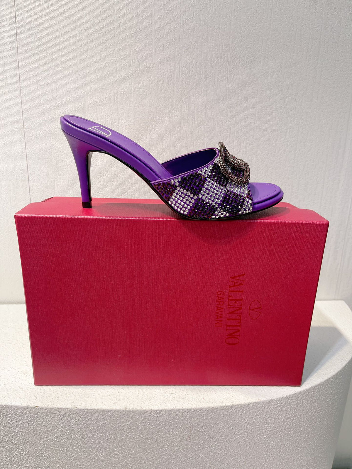 VT High Heeled Sandals Purple Sheepskin 292841