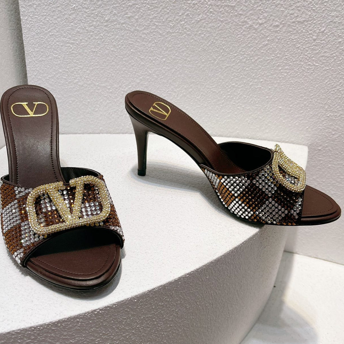 VT High Heeled Sandals Brown Sheepskin 292848