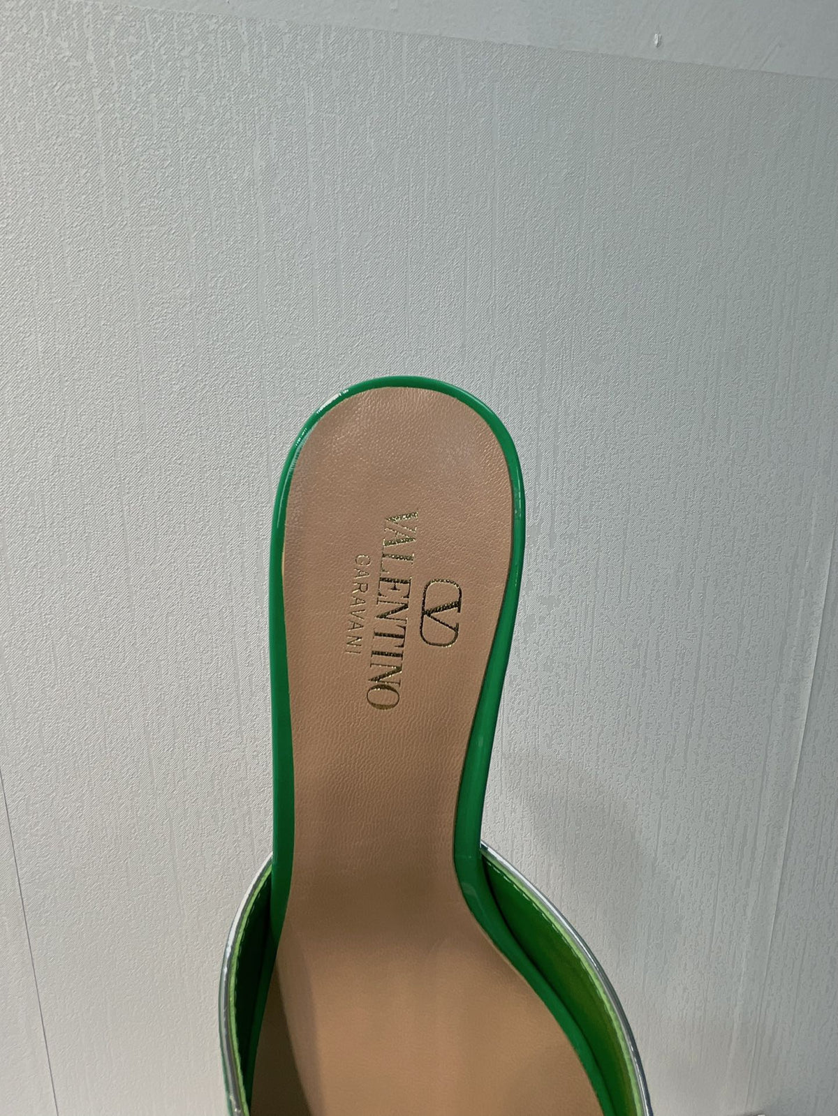 VT Mid Heel Mule Sandal Green Sheepskin 292760