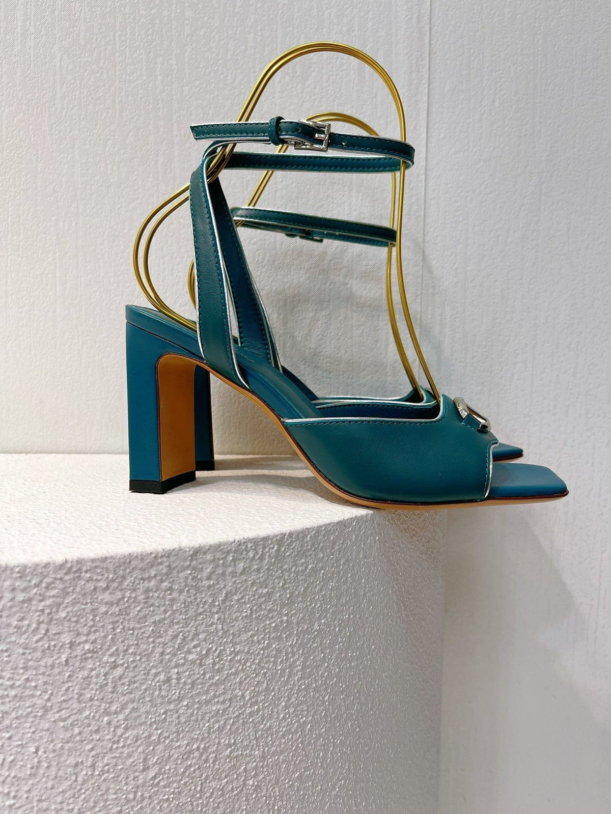 VT Sandals Heels  70mm Emerald Green Cowhide 292780