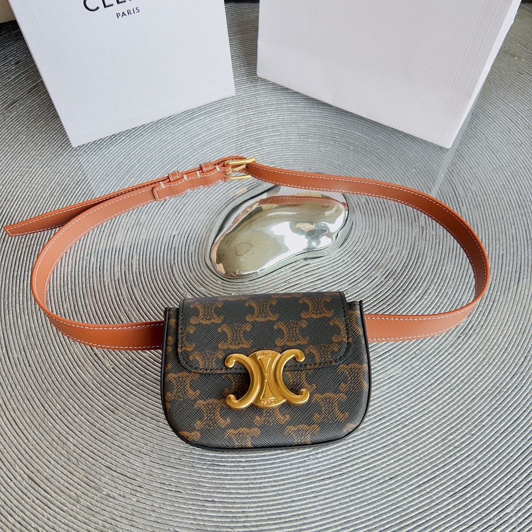 CL BELT MONOGRAM BROWN BAG TRIOMPHE 25 MM BELT TRIOMPHE ORANGE CALFSKIN