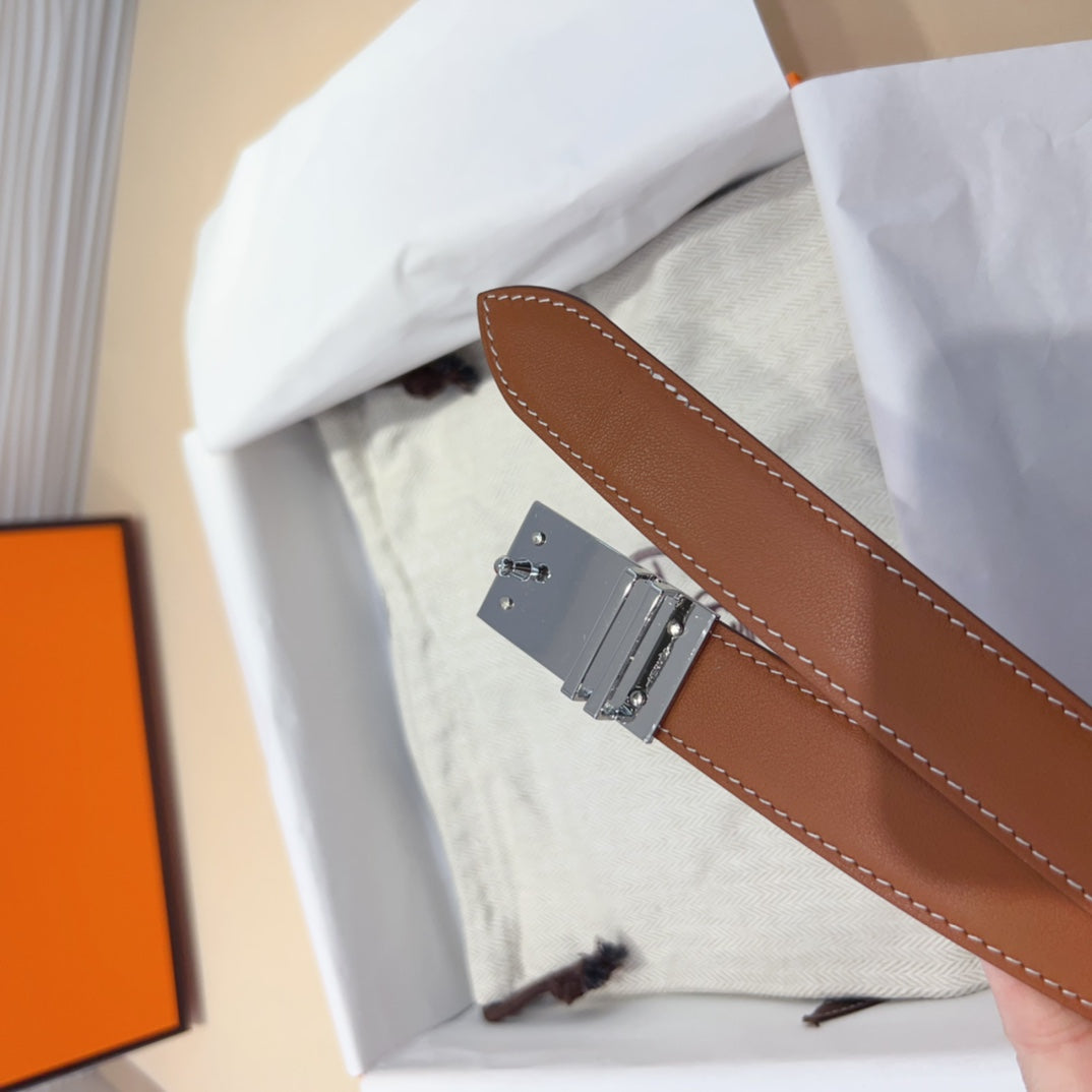 elan pocket 30 belt brown bag silver hardware
