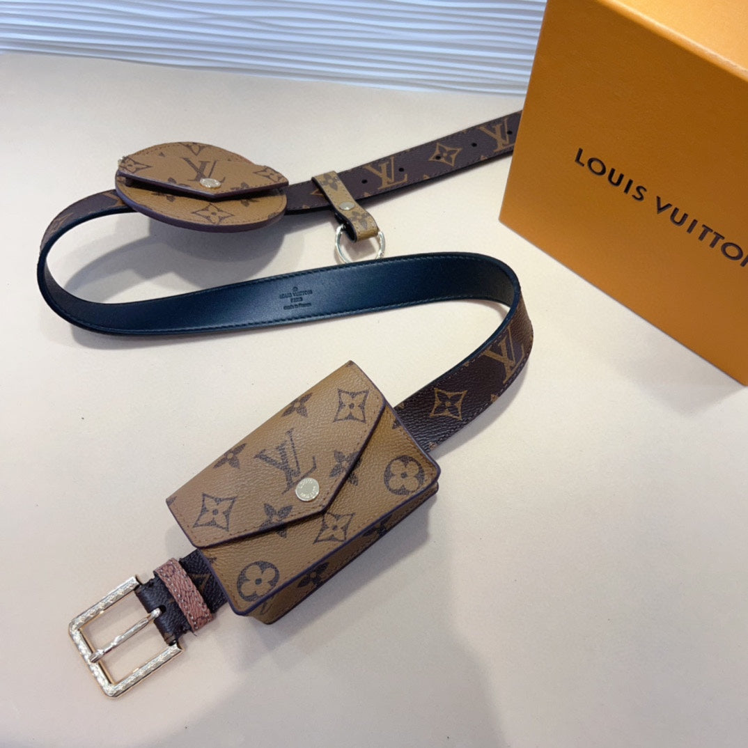 LV Daily Multi Pocket 30mm Belt Bag Light Brown Leather