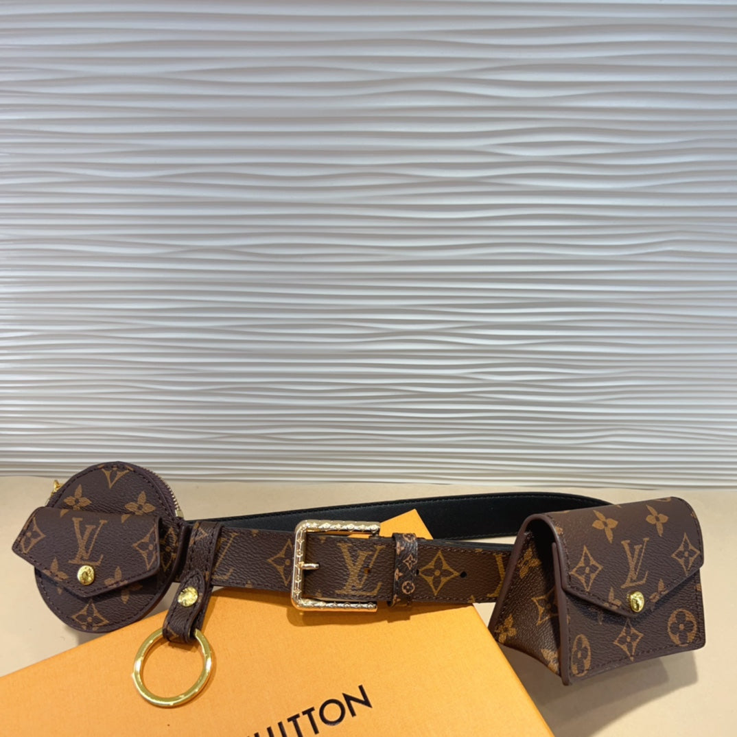 LV Daily Multi Pocket 30mm Belt Bag Brown Leather