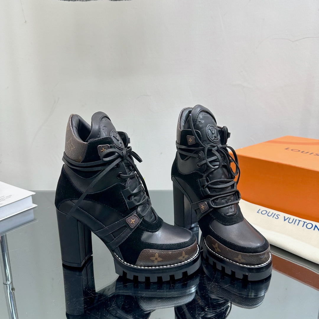 LV Star Trail Ankle Boot 90mm Black Cowhide Mix Suede