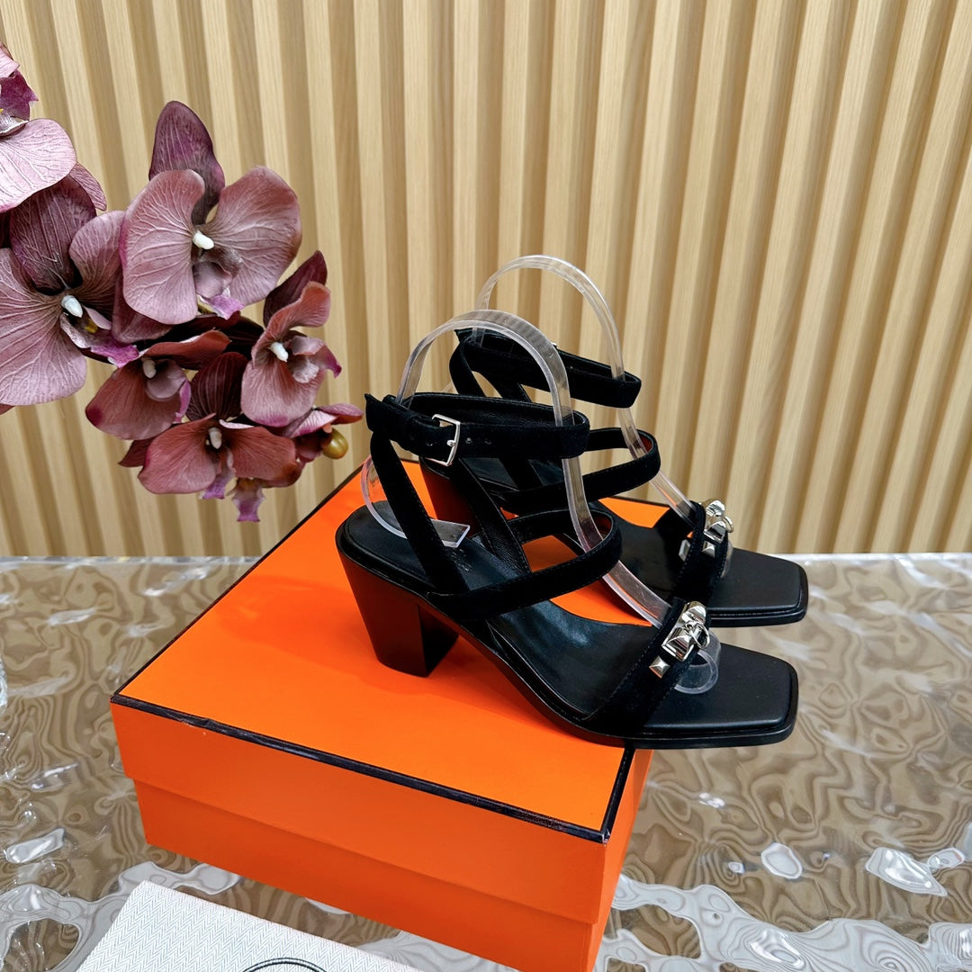hm iveresse sandal 65 black suede calfskin