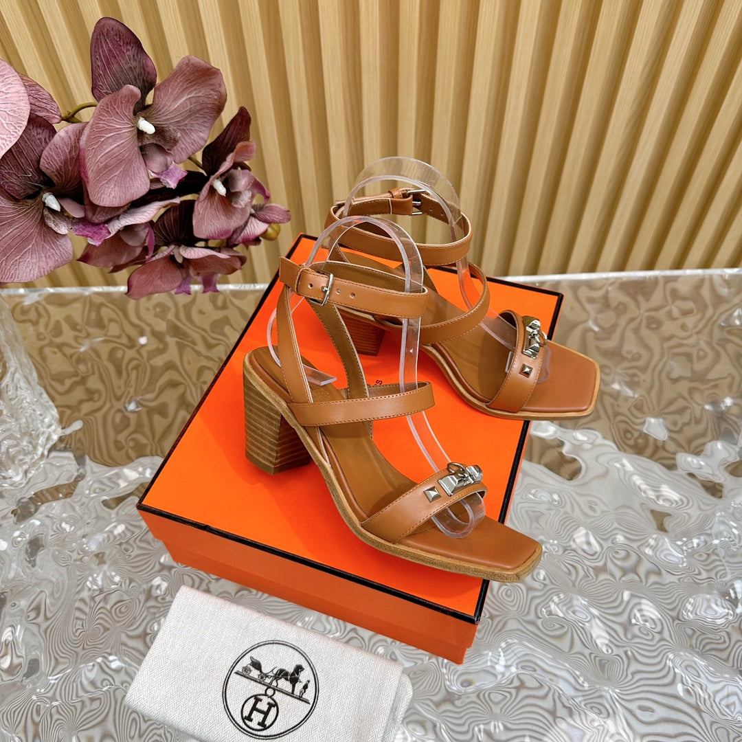 hm iveresse sandal 65 gold brown calfskin