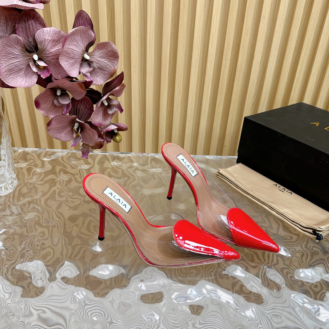 Alaila Mule 100mm In Red Lambskin 957216