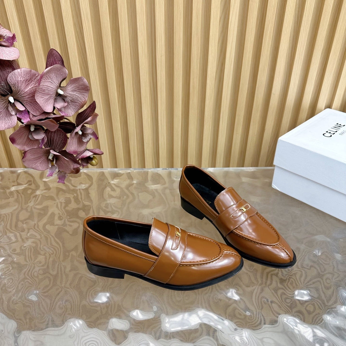 CELINE Loafers Brown Leather 285918