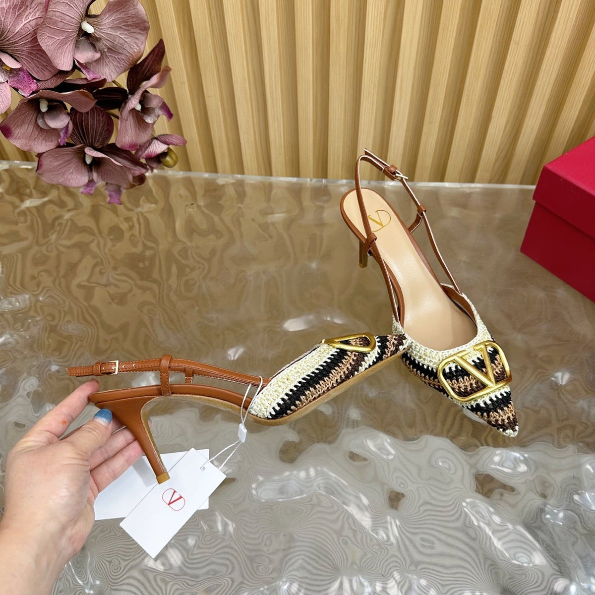 VT 25 Bohemian Slingback Brown Knitted Sheepskin 325190